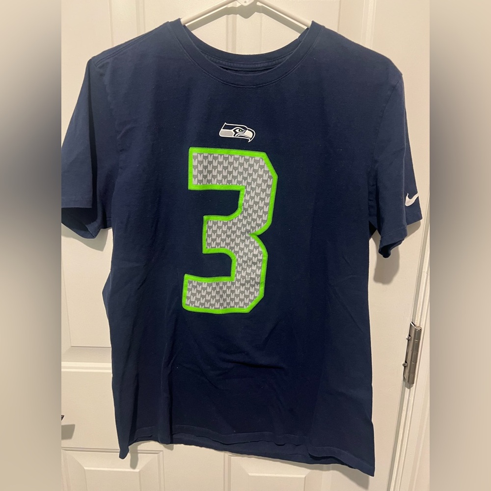 Nike Men's Navy Seattle Seahawks Russell Wilson T shirt